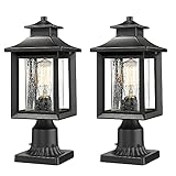 KAUEN 2 Pack Outdoor Post Light,Exterior Post Light Fixture,17.3" Height,3-Inch Pier Mount Base,Sand