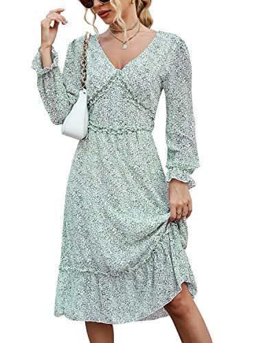 UUAISSO Vestido Mujer Manga Larga Vestidos Gasa Invierno Elegante Fiesta Coctel Verde S Cover