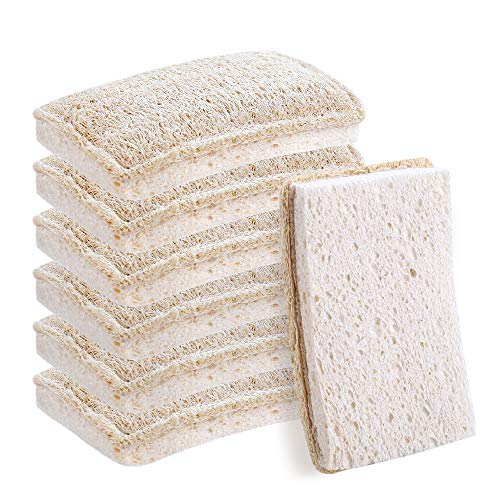 Wangda.G Upgrade Natural Loofah Kitchen Sponges 6 Pack, eco Friendly sponges for Dishes ,Reusable Kitchen sponges and scrubbers,luffa sponges Dish sponges for Washing Dishes dishwashing sponges