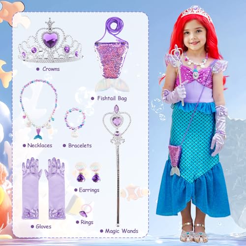 Disfraz de Sirenita para niñas 3-7 años con accesorios miniatura 2