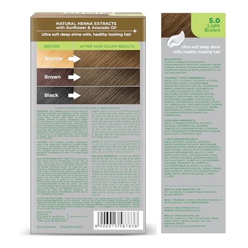 Image of Nisha Creme Hair Color, Permanent Hair Colour Light Brown, Silky & Shiny 100% Grey Coverage & Ammonia Free Color With Natural Henna Extract, 60G+60Ml