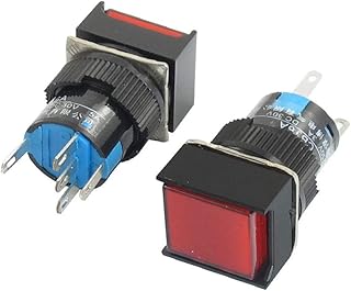 New Lon0167 2Pcs DC Featured 24V Lamp 5P reliable efficacy SPDT Red Square Cap Momentary Push Button Switch(id:ad-a 0d a0 605)