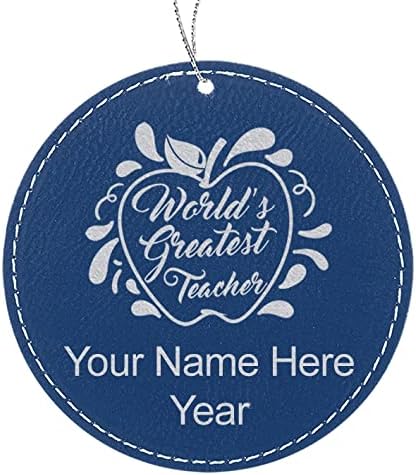 Miniatura 6 de LaserGram Personalized Christmas Ornament, World's Greatest Teacher, Faux Leather, Custom Laser Engraved Gift Idea (Round Shape, Pink) Pink,Black