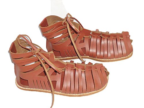 Image of AnNafi Mens Gladiator Leather Sandal | Roman Centurian Brown Caligae|Medieval Greek Soldier Sandles| Ancient Costume footwear