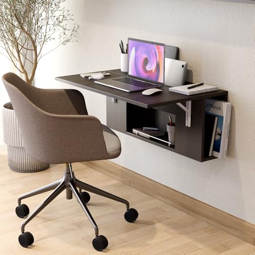 Catálogo de Escritorio Chocolate comprados en linea. 48 SOBRIO STUDIO Escritorio Plegable Sira Home Office Empotrable en Pared con Almacenamiento (Chocolate)