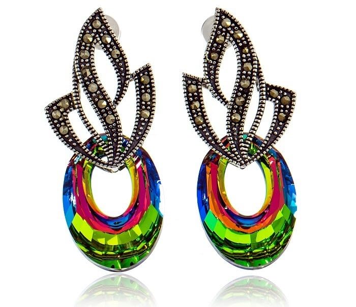 Boucles d'oreilles cristaux Vitrail Helios pour sublimer vos tenues