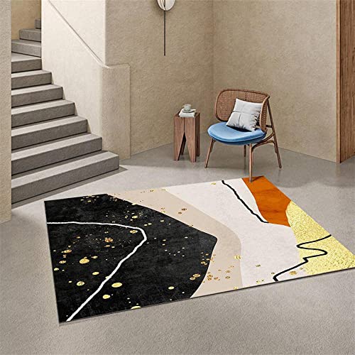 Tapis antidérapant extérieur beige noir orange doré design moderne chic - 2