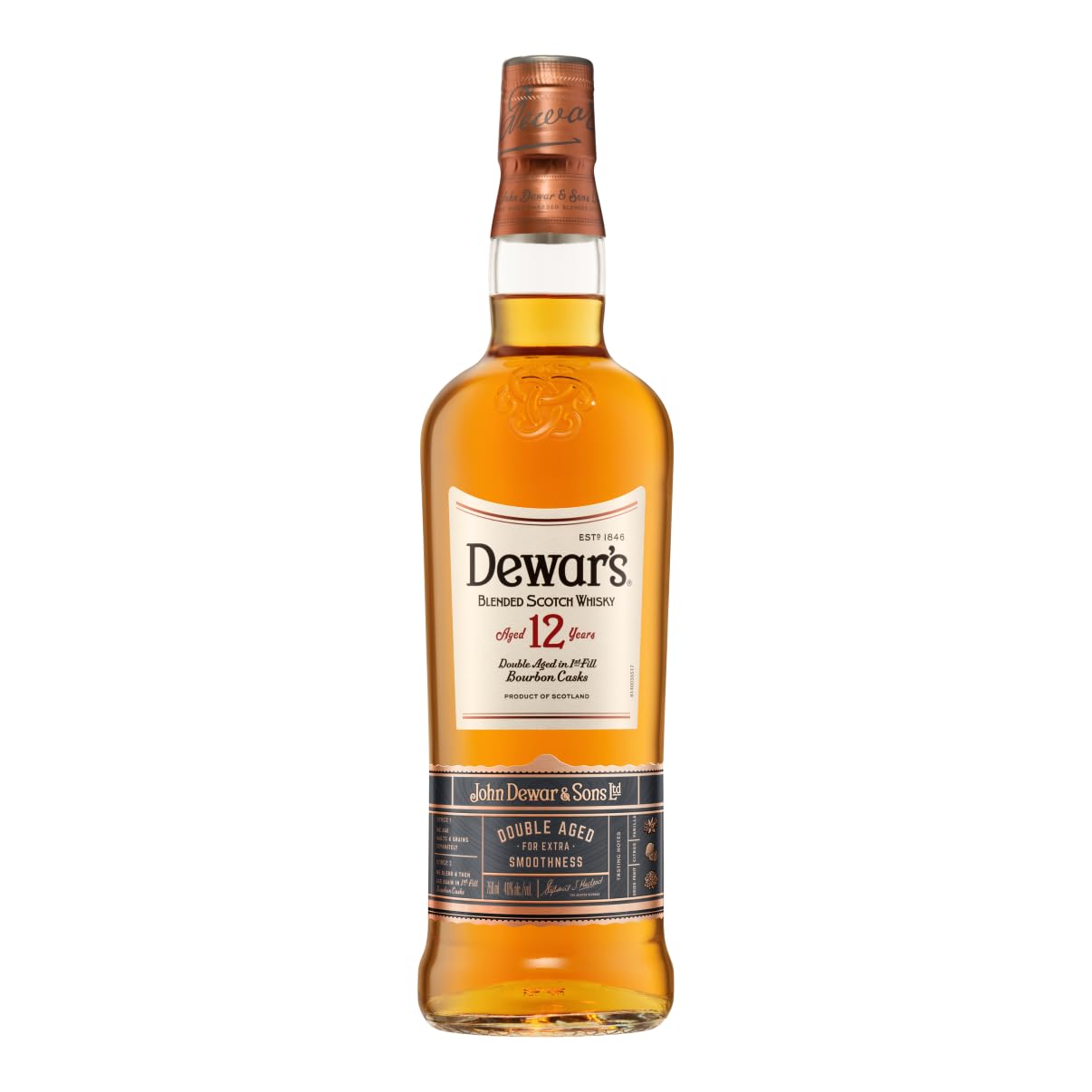 デュワーズ 12年 [ ブレンデッド スコッチウイスキー スコットランド産 700ml 40%][正規品]フレーバー(ハチミツ/リンゴ/バニラ)ファーストフィルバーボン樽で追加熟成 - スコッチウイスキー国内売上No. 1