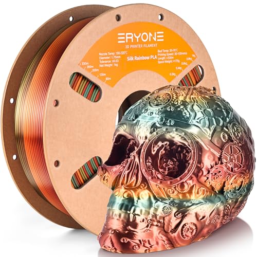 Image of ERYONE Silk Rainbow 3D Printer PLA Filament 1.75 + /- 0.03mm, Shiny Multicolor Filament PLA Fast Color Change 1KG(2.2LBS), Steampunk Rainbow