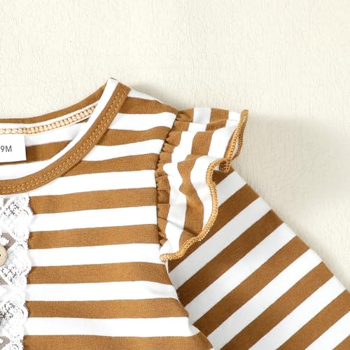 Image of Newborn Baby Girl Clothes Toddler Girl Outfits Ruffle Long Sleeve Tops Pants with Hats and Headband Fall Summer Clothes Sets