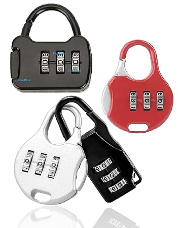 FunBlast Password Lock for Trolley Mini Padlock Luggage Security Password Lock, 3 Digit Combination Lock, Keyless Number Lock for Travel Briefcase and Luggage (Pack of 4 Random Color & Design)