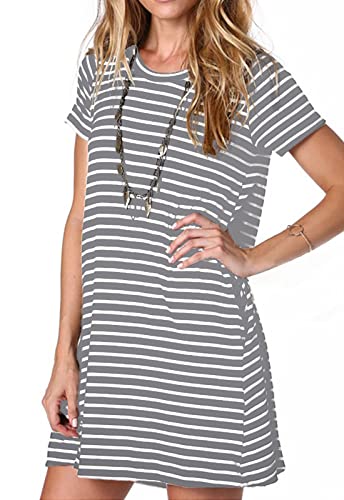 Image of Alaster Women's Casual Summer T Shirt Dress Loose Short Sleeve Tunic Dress with Pocket for Women