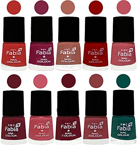 Image of SMC Fabia ALL IN ONE (PACK OF 10), Long Lasting Glossy Nail Polish, 6 ml Each, All Vibrant Colours,02387