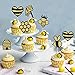 Gyufise 24Pcs Bumble Bee Cupcake Toppers Glitter Bee Gender Reveal Honeycomb Heart Cupcake Picks Baby Shower Birthday Party Cake Decorations Supplies