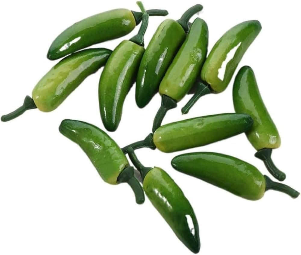 HDouii Fake Pepper, 10Pcs Green Pepper Simulation Lifelike Hot Chili for Home Kitchen Party Pub Decoration Cabinet Ornament