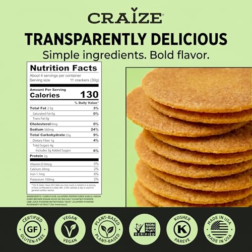 Craize Jalapeño Lime Crisps 4oz (6 Pack) | Toasted Corn Crackers with a Perfectly Mild Kick | Gluten Free, Vegan, Kosher - image 2