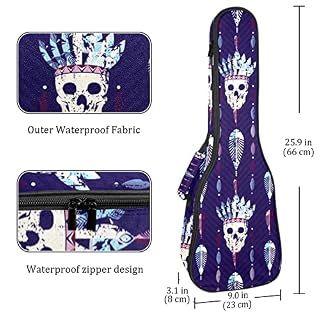 Housse pour ukulélé bohémien, hippie, tête de mort, sac à dos avec sangles réglables - Les Beatles, Paul McCartney, John Lennon, RIngo Starr, George Harrison Housse pour ukulélé bohémien, hippie, tête de mort, sac à dos avec sangles réglables – Image 3