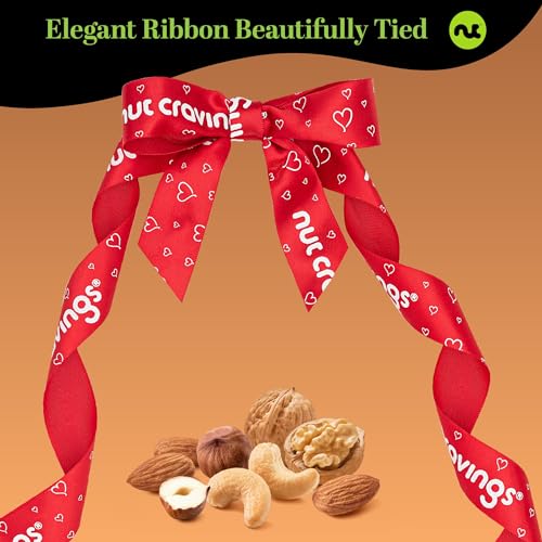 Nut Cravings VALENTINE'S-DAY-12-WOOD-NUTS Gourmet Collection - Diwali & Halloween Treats Mixed Nuts Gift Basket In Reusable Wooden Tray + Heart Ribbon (12 Assortments) Arrangement Platter thumb #3