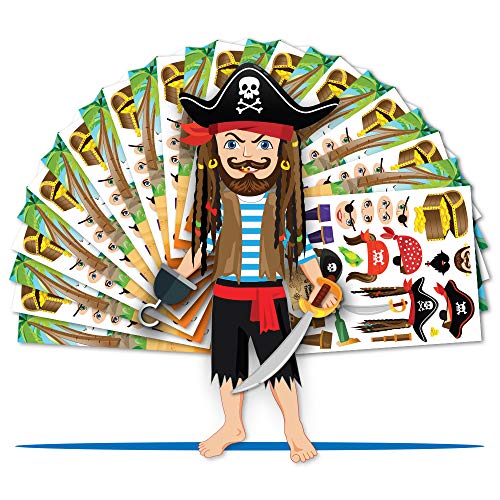 Colonel Pickles Novelties Pirate Party Supplies - Make A Pirate Sticker Kits - Kids Crafts & Favors