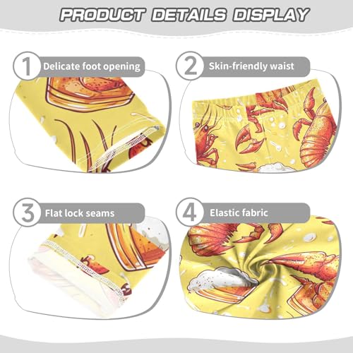 Boccsty Crawfish Lobster Beer Yellow Watercolor Girls Leggings Kids Yoga Pants Dance Active Tights 4T3