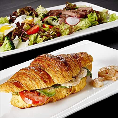 Zlxdp 4-Piece Ivory White Porcelain Dinner Plate Set With 11" & 13.25" Rectangular Plate Fruit Snack Dishes Platters (Size : 13.25) #TOP2