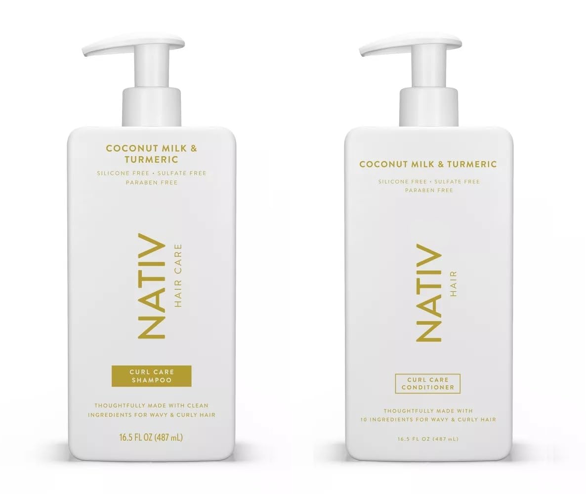 New Limited Edition Collection Shampoo and Conditioner Set By N.a.t.i.v.e - 16.5 FL OZ each, (2) bottels (1) Shampoo and (1) Conditioner (Coconut Milk & Turmeric)