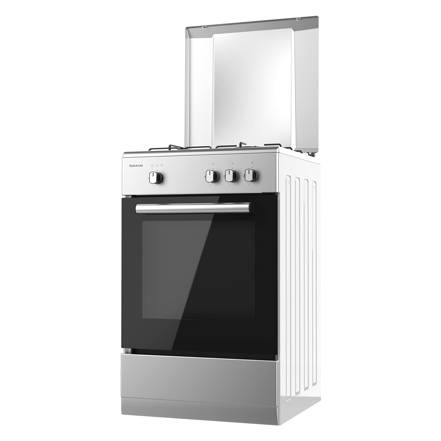 Taurus CIG3FIXMG Butan-Gasherd, freistehend, 9850 W, Gesamtleistung, 3 Brenner, Gasbereit, Sicherheitsventile, 43 l Fassungsvermögen, Metalldeckel, Edelstahl