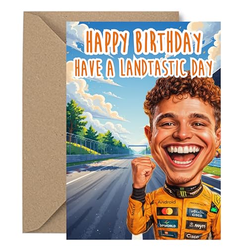 Lando Norris Inspired Formula One Birthday Card Funny | Formula 1 Racing Collectible for Men and Women Birthday Card Motorsport Racing Driver Celebration Greeting Card With Envelope P00002
