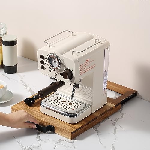 Bandeja deslizante de acacia natural para máquinas de café miniatura 5