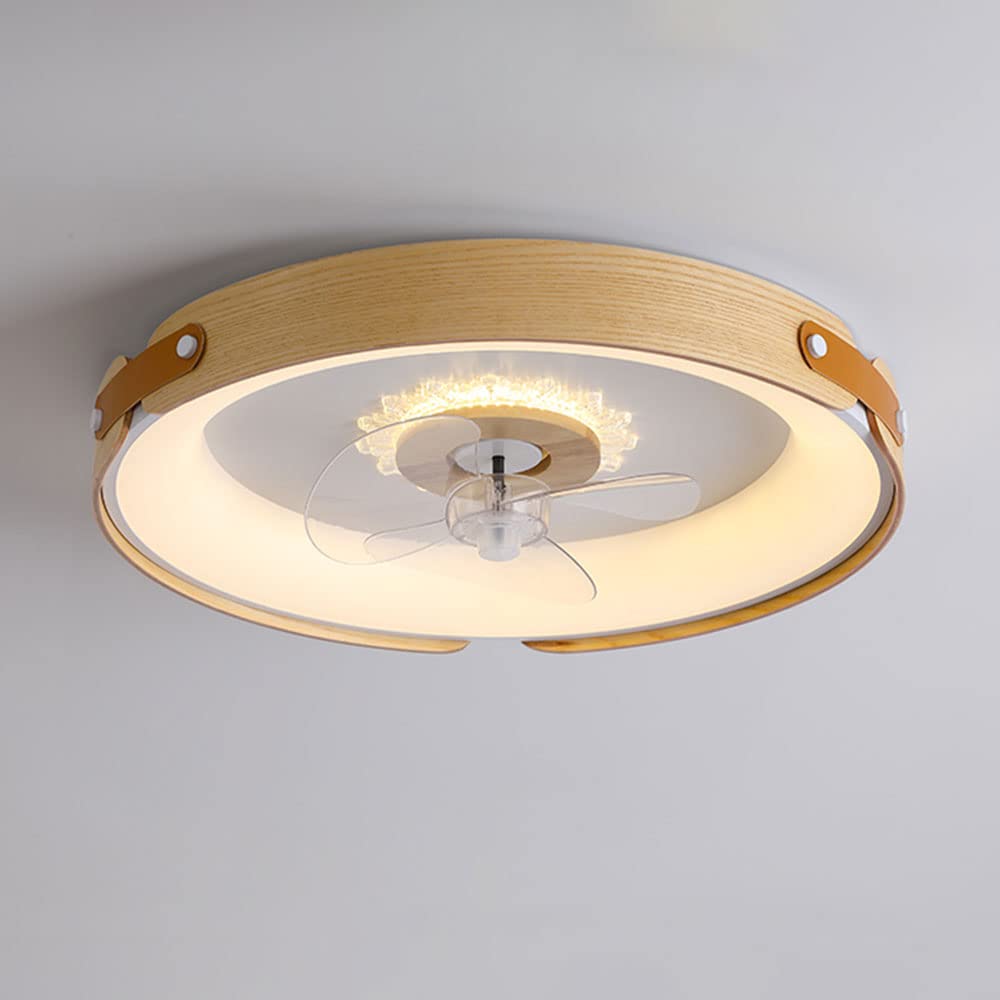 KXEcoLife Nordic Creative Ceiling Fan Light 48W LED Dimmable With Indoor Round Mute Lights Living Room Bedroom Flush Mount