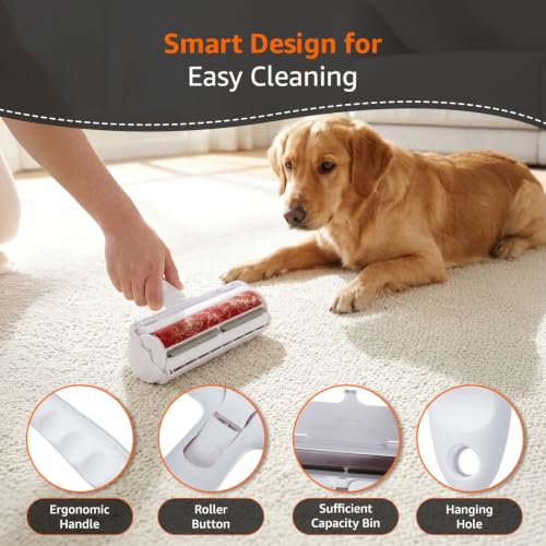 Image of Amazon Basics Reusable Pet Hair Remover Roller for Dogs and Cats | Double-Layer Electrostatic Brush | Portable and Eco-Friendly | Multi-Surface Cleaner for Sofas, Carpets and Clothes