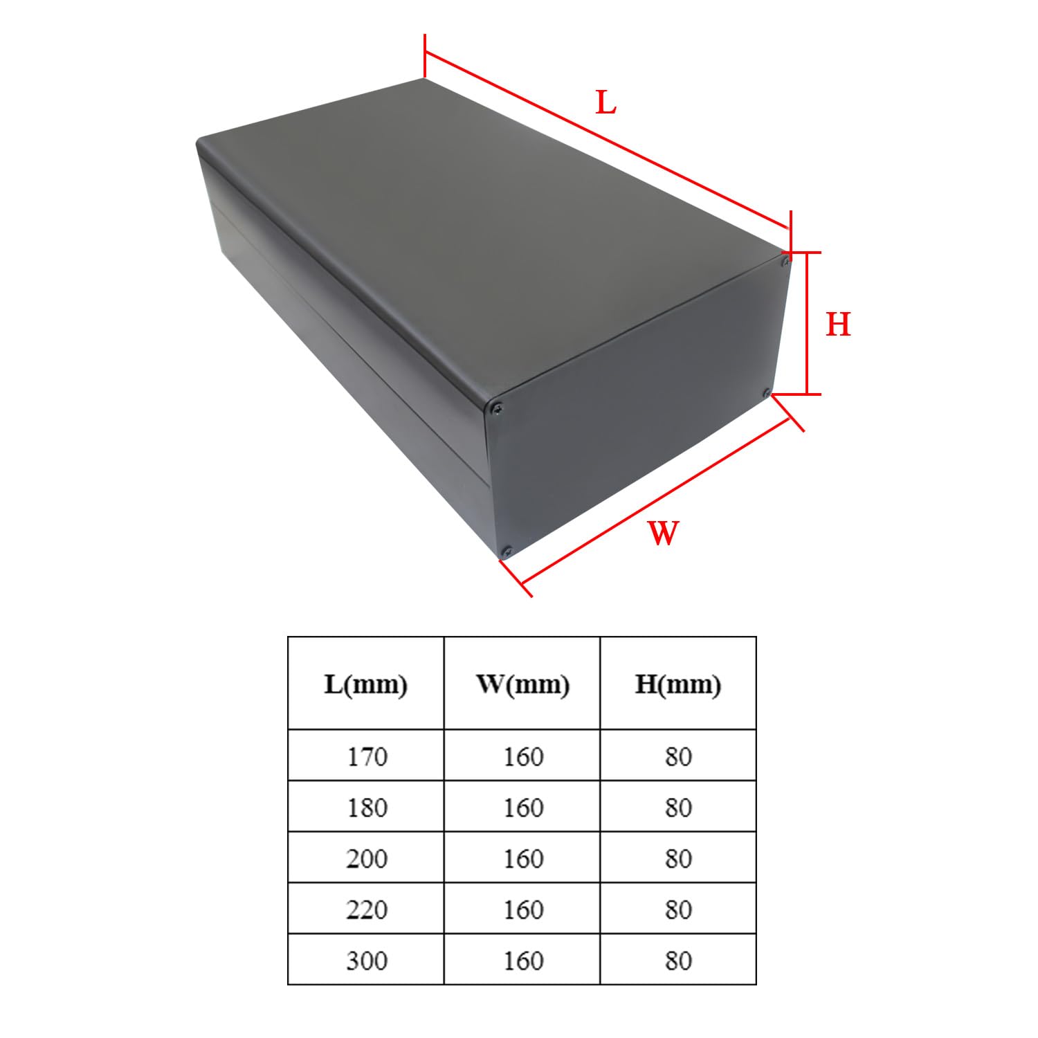 Scatola in alluminio per elettronica contenitore pressofuso alimentatore scatola di progetto in alluminio per circuiti PCB custodia elettronica ventilazione con coperchio (300x160x80mm)