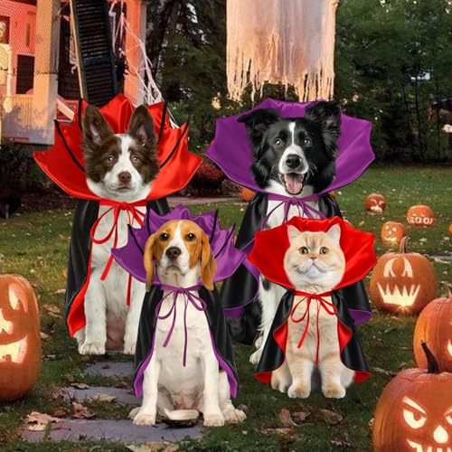 Disfraz para perro capa vampiro pequeño púrpura talle S miniatura 6