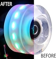 Vista 2 de Nezylaf Paquete de 8 ruedas de patinaje iluminado, ruedas LED de dureza 78A con rodamientos ABEC-9 de primera calidad, accesorios iluminadores