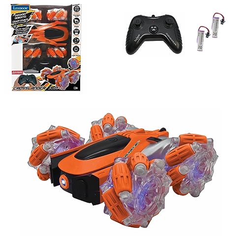 LEXIBOOK, Crosslander®, Glow-in-the-dark radio control car, remote control, rechargeable, electronic action game, Orange/Black, RC21