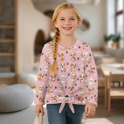 Girls Long Sleeve Shirt Size 5-12 Tie Front Tops for Kids4