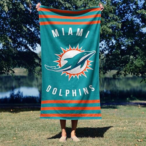 Image of Northwest NFL Miami Dolphins Unisex-Adult Beach Towel, 30 inch x 60 inch, Stripes