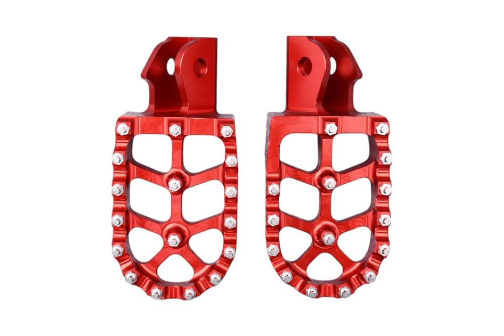 avdb - motocykl Podnóżek Cross/Enduro kompatybilny z HONDA CRF 150 /CRF150F 2003-2018, CRF 250 / CRF250F 2019-2024, CRF 230 / CRF230F 2003-2021 aluminiowy prawy + lewy (czerwony)