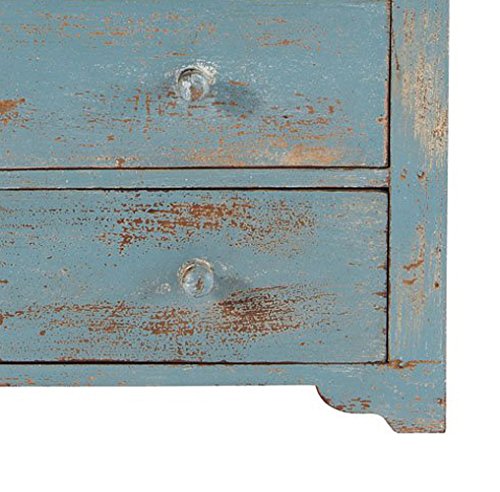 Image of The Attic 5 Drawer Chest, Kitchen and Living Room Storage, Solid Wood, Distress Blue Matte Finish