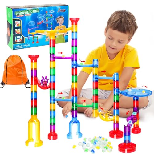 LOYO Marble Run 109 Pieces Marble Maze for Kid Educational Building Toys for Boys 4 5 6 7 8 Year Old Construction Toy Set for Boys Christmas Birthday Gifts