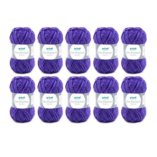 Gründl Lisa Premium Jeans Knitting & Crochet Yarn Soft and Wool-Like Character Easy Care Washable 100% Polyacrylic Knitting Yarn 50g/133m Needle Size 3.5-4.5 10 Balls of 50g