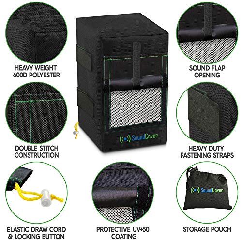 Image of Two Black Waterproof 600D Outdoor Speaker Covers for C-Bracket Mounted Speakers - Fits Yamaha NS-AW194, Polk Audio Atrium 4 (Max Dimensions: H 9.85 inch x W 5.9 inch x D 6.9 inch)