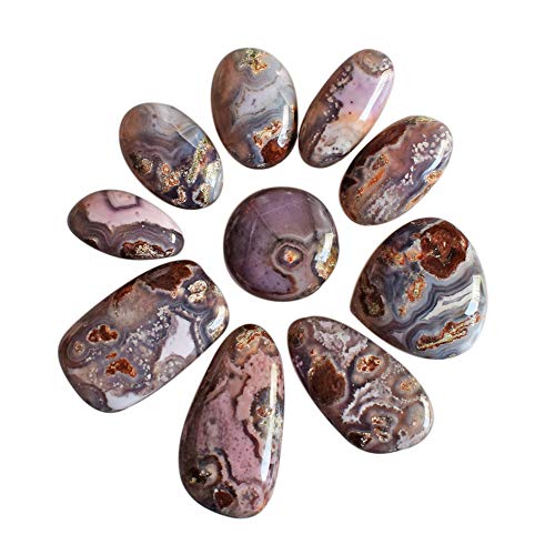 Pendentifs agate violette véritable 71 CTW lot de 10 minéraux taillés de qualité supérieure