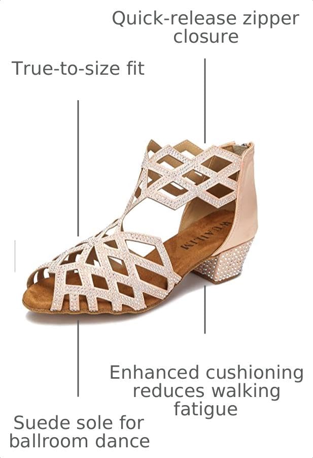 Image of Women's Ballroom Rhinestone Dance Shoes, Latin Salsa Bachata Practice Performance Dancer Shoes