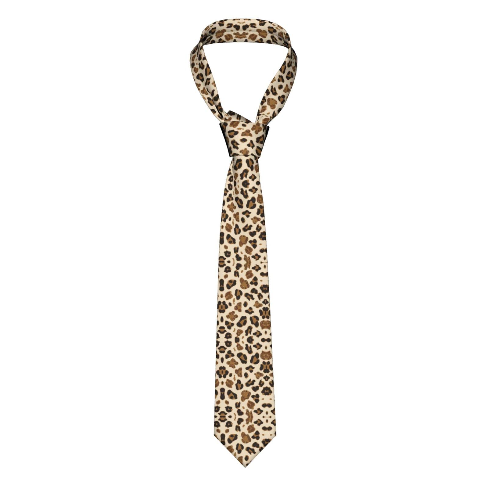 HAZURE Animal Leopard Men'S Necktie,Formal Men Silk Ties,Adjustable Print Tie Business Wedding Party