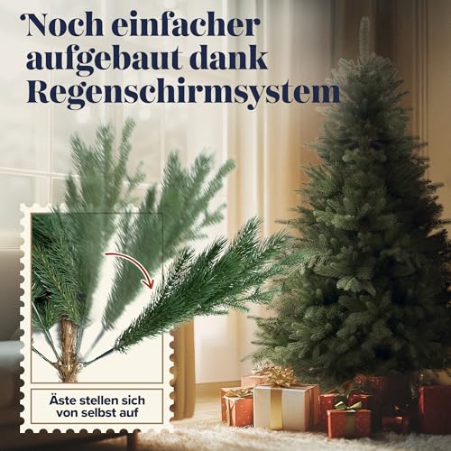 Weihnachtsbaum künstlich 150cm 100% PE Spritzguss - TESTSIEGER - Naturgetreu, dichte Zweige… – Ansicht 4