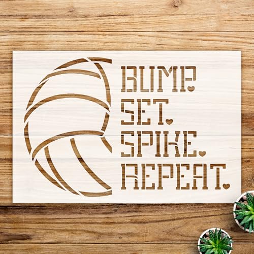 Volleyball Stencil Pattern for Crafts and DIY Projects, Perfect for Walls, Wood, and Sports-Themed Decor, Featuring Bump, Set, Spike Design for Athletes and Fans - Size A4 (11.0