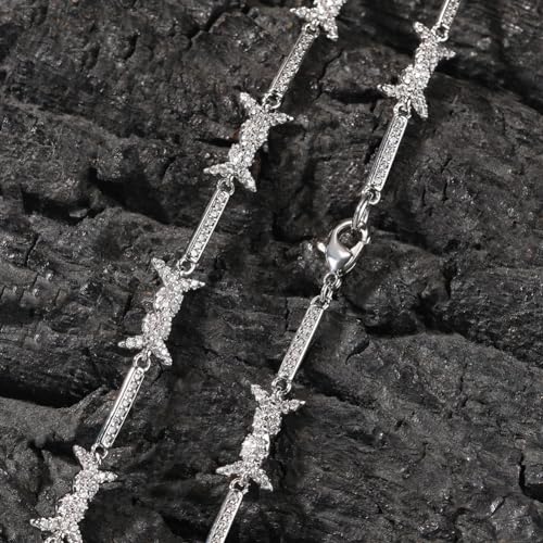 Collier en argent sterling 925 barbelé unisexe ajustable