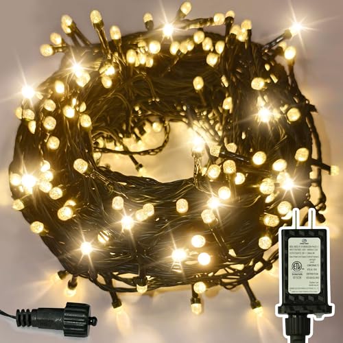 JACKYLED 300 LED Christmas String Lights, 110FT Connectable Waterproof String