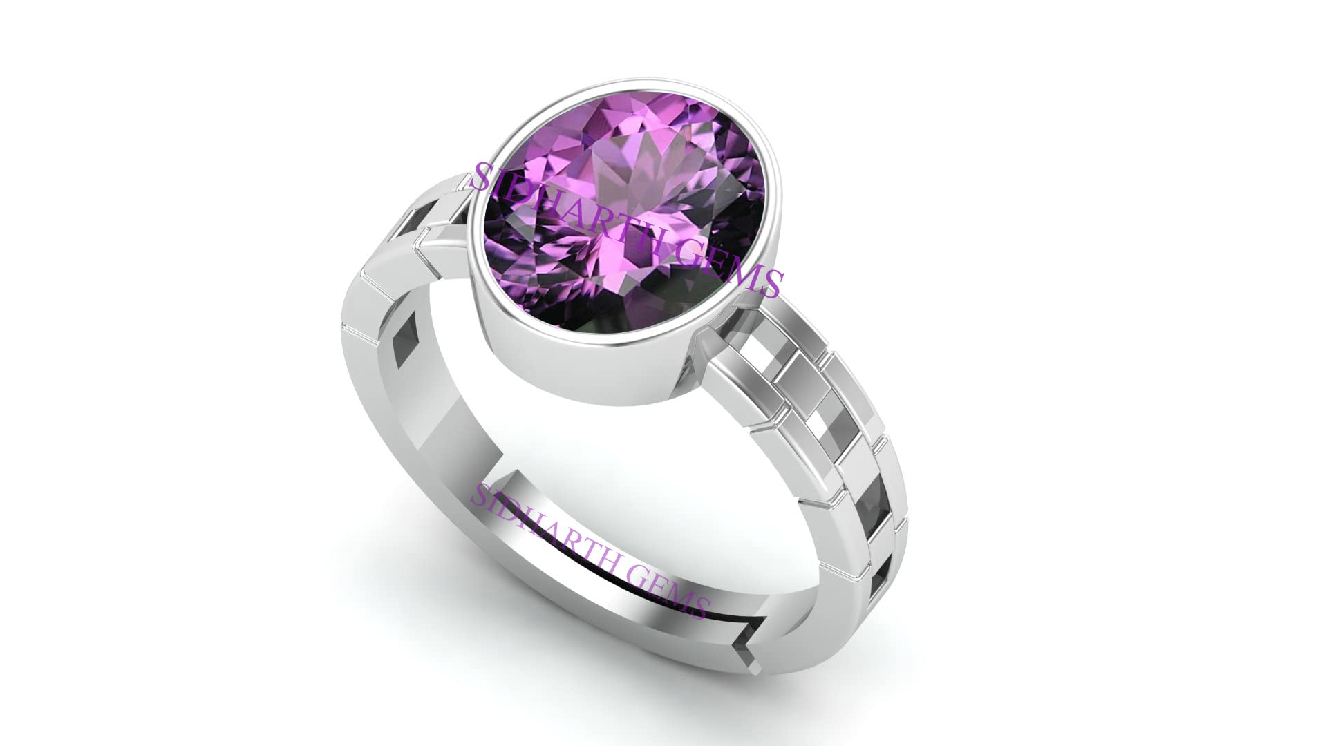 7.55 Carat Gemstone Amethyst Adjustable Silver Plated Ring for Men and Women-image-40
